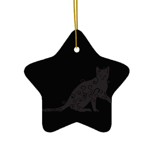 Black magic Cat desk mat , black cat holding on Ceramic Ornaments