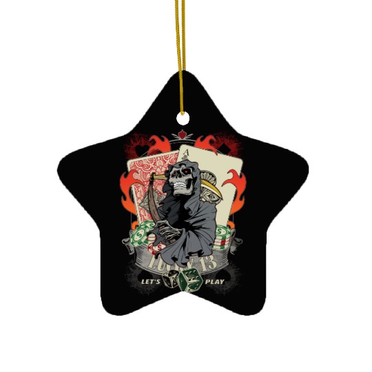 Let us play Poker Lucky 13 Skull gift Ceramic Ornaments
