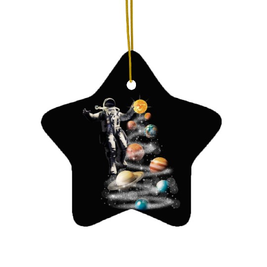 Space Planet Christmas Tree Pajama Lights Holidays Ceramic Ornaments