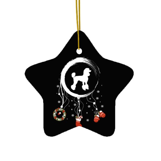 dog dreamcatcher Christmas Poodle Ceramic Ornaments