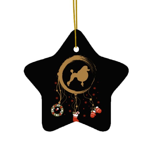 dog dreamcatcher Christmas Poodle Ceramic Ornaments