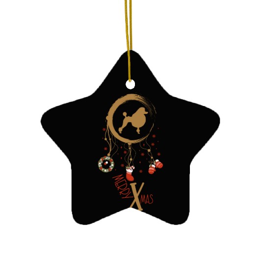 dog dreamcatcher Christmas Poodle Ceramic Ornaments