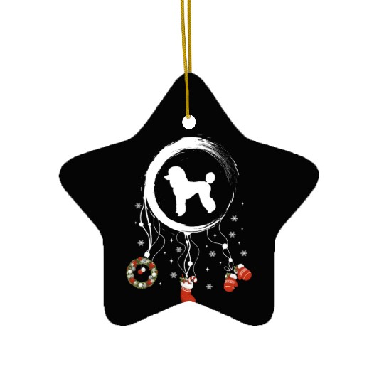 dog dreamcatcher Christmas Poodle Ceramic Ornaments