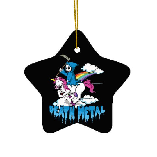Grim Unicorn Rainbow Metal Music Lover Guitarist Ceramic Ornaments