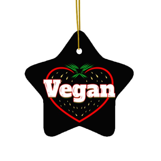 Strawberry Logo For Vegetarians - Go Vegan Ceramic Ornaments