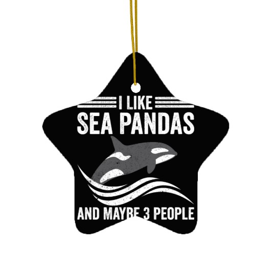 Funny Orca Whale Sea Panda and Maybe 3 People Ceramic Ornaments