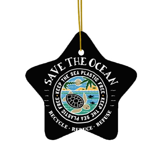 Save The Ocean Keep The Sea Plastic Free Turtle Ceramic Ornaments