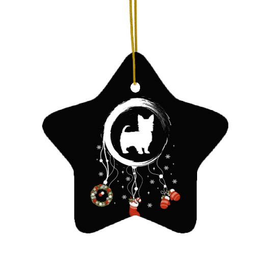 dog dreamcatcher Christmas Yorkshire Terrier Ceramic Ornaments