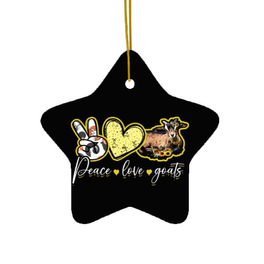 Peace Love Goats - goat Ceramic Ornaments