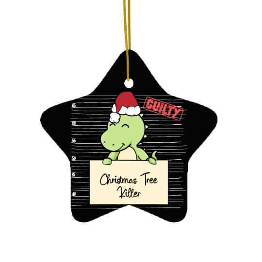 Dinosaur christmas funny prison Ceramic Ornaments