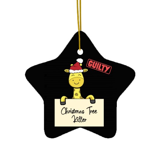 Giraffe christmas funny prison Ceramic Ornaments