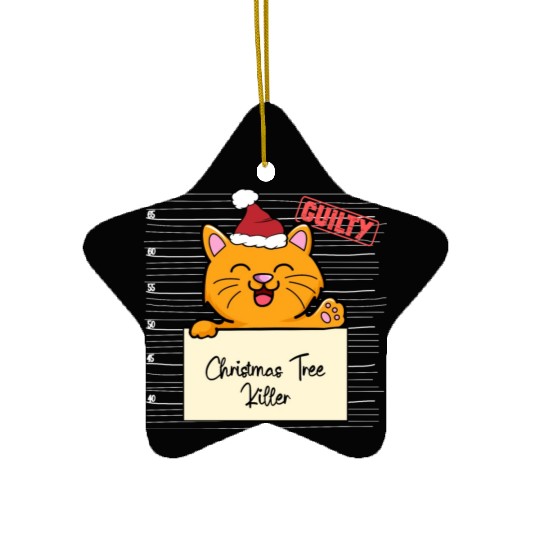Cat christmas funny prison Ceramic Ornaments