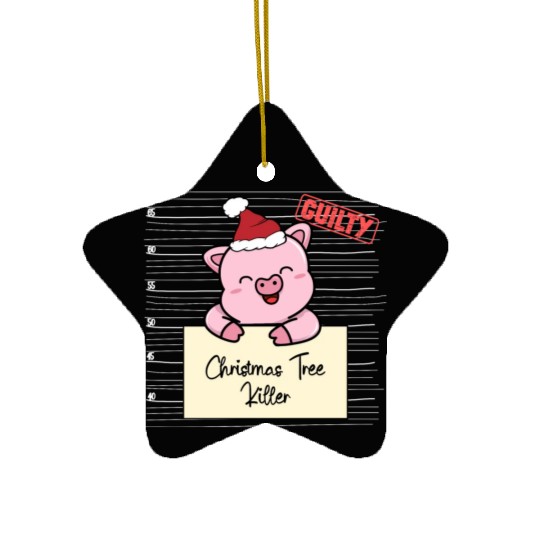 Pig christmas funny prison Ceramic Ornaments
