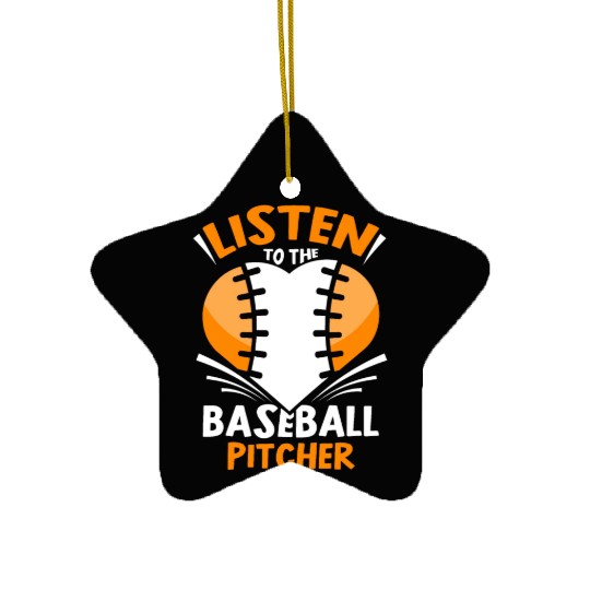 Listen To The Baseball Pitcher Player Hobby Ceramic Ornaments