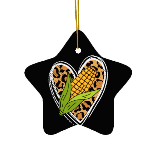 Corn On The Cob Leopard Heart Corn Farmer Farm Lov Ceramic Ornaments