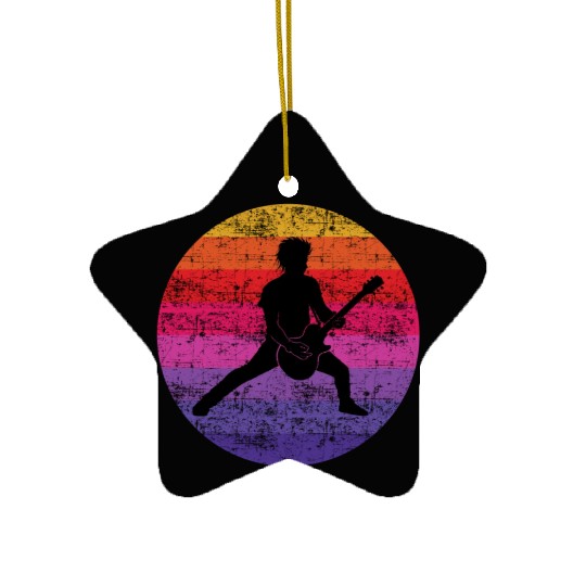 Bass Guitar Player Musician Bassist Vintage Retro Ceramic Ornaments