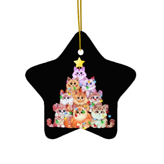 Cats tangled in Christmas Lights - Cat Christmas Ceramic Ornaments