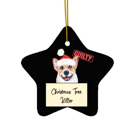 Corgi christmas funny prison Ceramic Ornaments