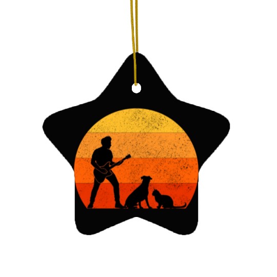 Bass Guitar Player Musician Bassist Cat Dog Animal Ceramic Ornaments