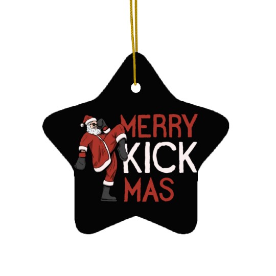 Santa Claus Martial Arts Merry Kickmas Martial Ceramic Ornaments
