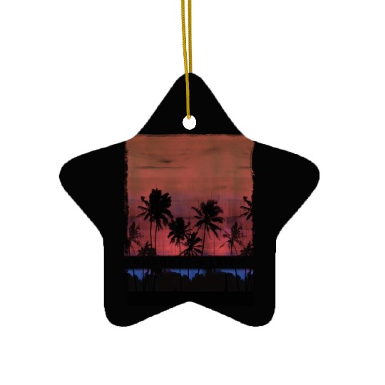 Cozumel Mexico Vacation Souvenir Beach Palm Tree Ceramic Ornaments