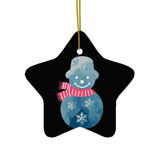 Snowman with pink scarf. Ceramic Ornaments