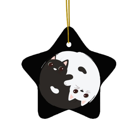 ying yang cat Ceramic Ornaments