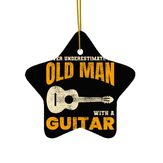 Old Man Guitar Player Music Musician Dad Grandpa Ceramic Ornaments
