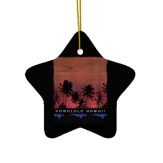 Honolulu Oahu Hawaii Vacation Souvenir Palm Tree Ceramic Ornaments