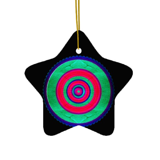 Green-Pink Circle Geometric Pattern Ceramic Ornaments