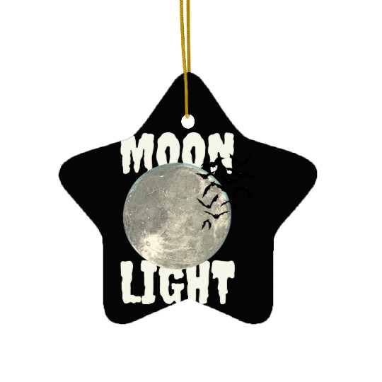 Dark Green Illustrated Moon Light Bat Ceramic Ornaments