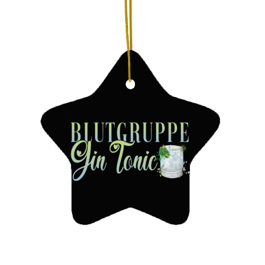 Blutgruppe Gin Tonic Cocktail Bartender Ceramic Ornaments