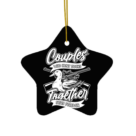 Duck Hunting Couples Ceramic Ornaments