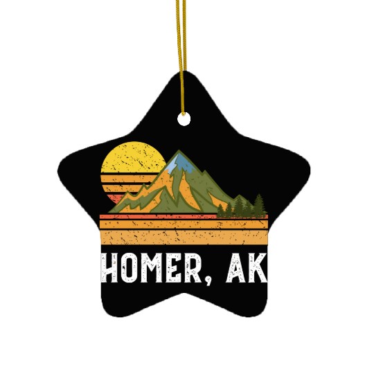Mountain Sunset Vacation Homer Alaska Ceramic Ornaments