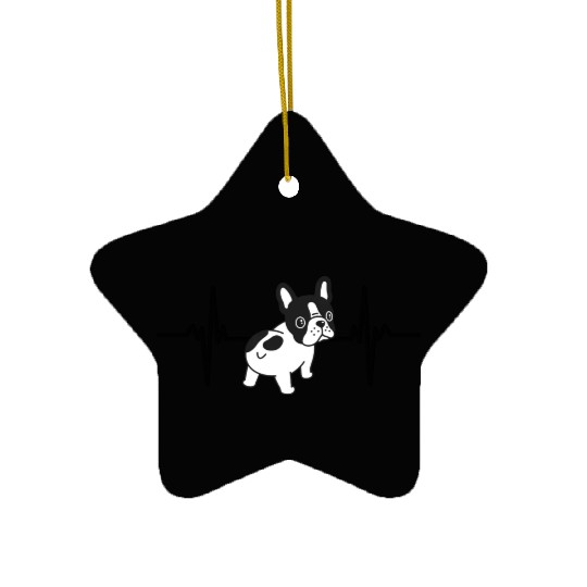 Heart beat French bulldog Ceramic Ornaments