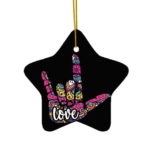 Asl Sign Language I Love You American Sign Languag Ceramic Ornaments