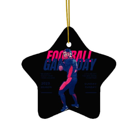 Blue Pink American Football Game Day Season 2023 Ceramic Ornaments