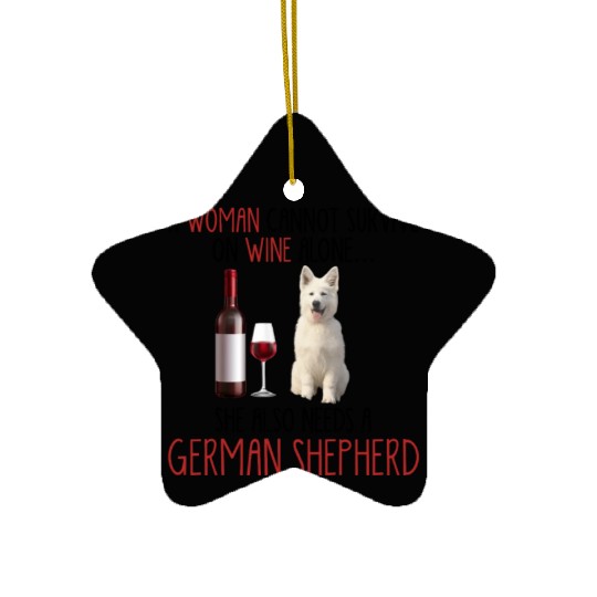 She Also Needs German Shepherd 3 Ceramic Ornaments