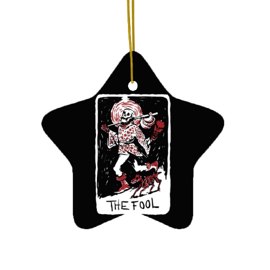 The Fool Skeleton With Dog Tarot Card Ceramic Ornaments