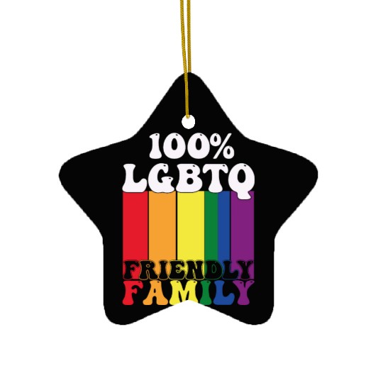 LGBTQ Friendly Family Gay Pride Month Rainbow Ceramic Ornaments