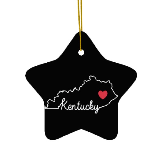 Kentucky Card with Heart USA America Ceramic Ornaments