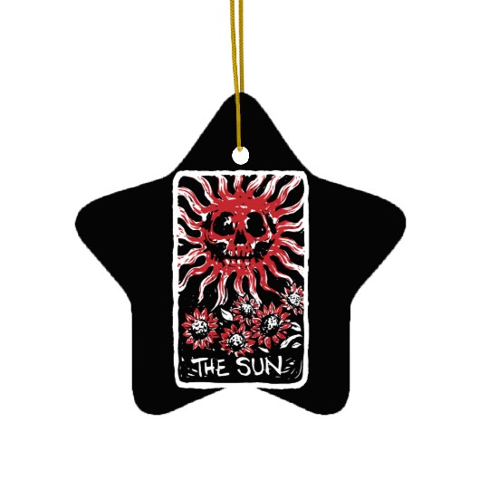 The Sun Blood Red Skeleton Skull Tarot Card Ceramic Ornaments
