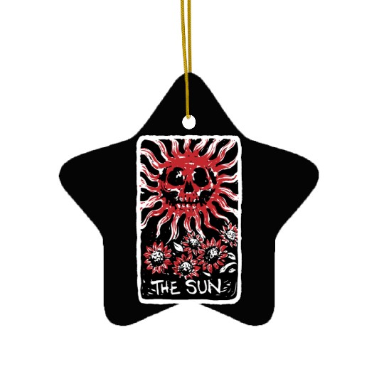 The Sun Blood Red Skeleton Skull Tarot Card Ceramic Ornaments