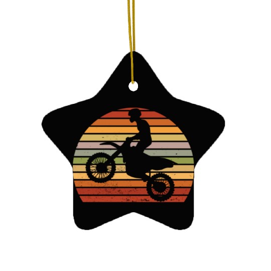 Retro Motocross Rider Dirtbike Ceramic Ornaments