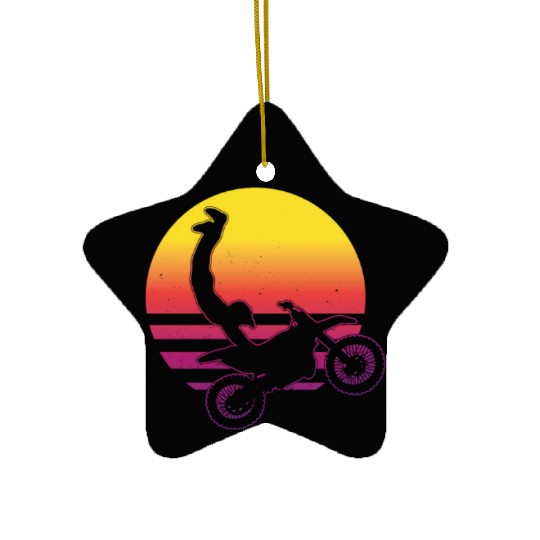 Motocross Jump Vaporwave Sunset Dirtbike Stunt Ceramic Ornaments
