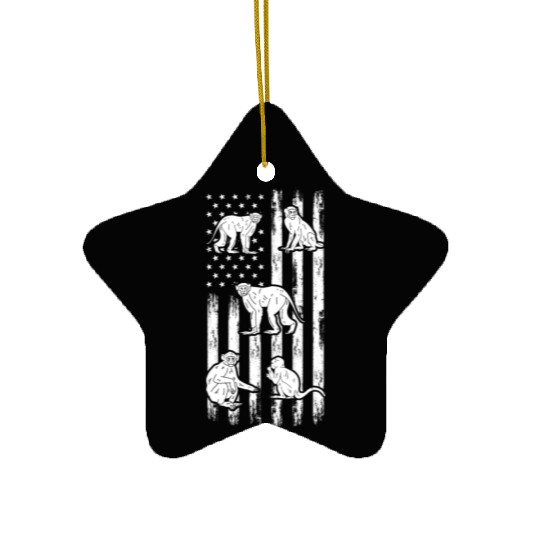 Monkey American Flag Monkey Chimpanzee Orangutan M Ceramic Ornaments