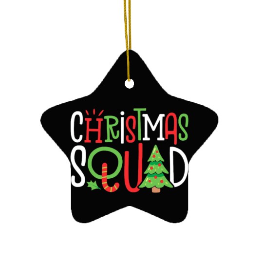 christmas squad funny xmas tree family matching pa Ceramic Ornaments