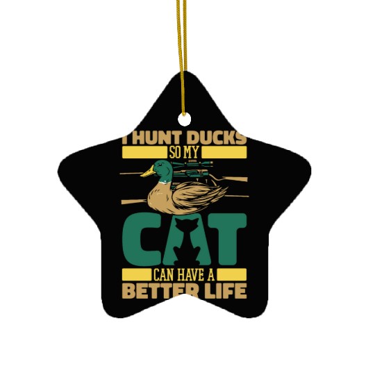 Duck Hunting Cat Ceramic Ornaments