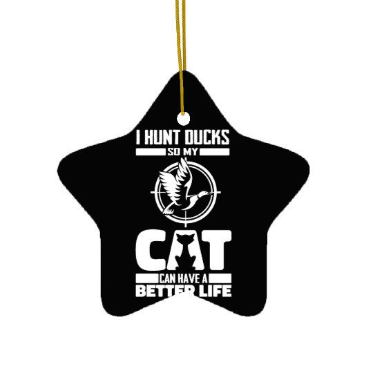 Duck Hunting Cat Ceramic Ornaments