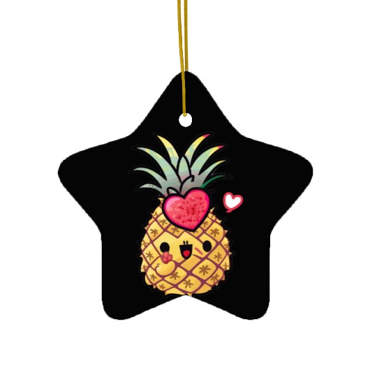 Cute Pineapple, Happy Pineapple Drawing, Ceramic Ornaments